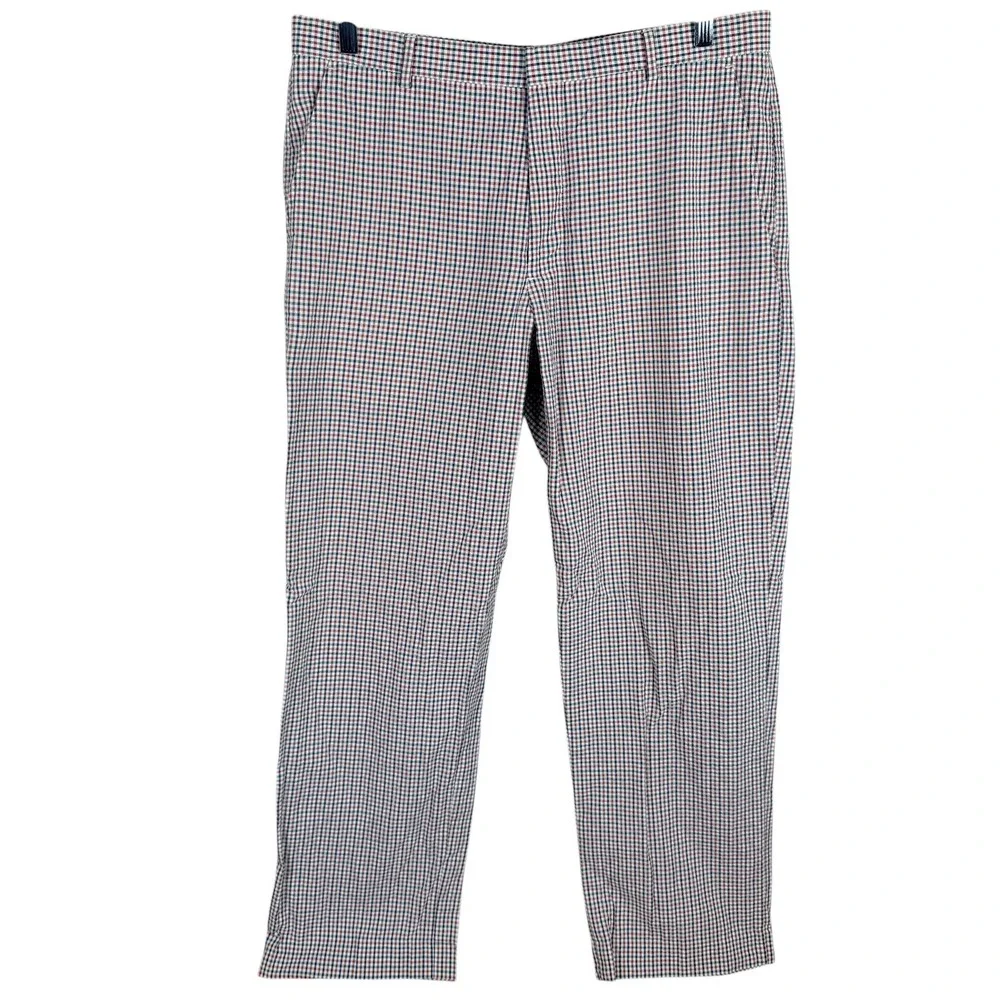 J. Crew Seersucker Gingham Check Pants Mens 33x30 Multicolor Cotton Straight Leg